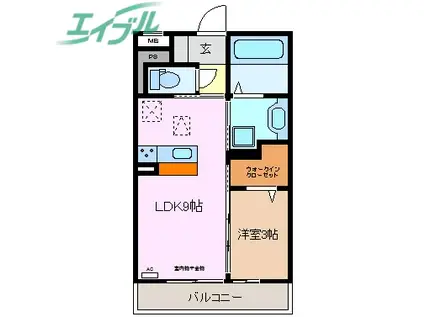 レジデンス朝日町 A棟(1LDK/1階)の間取り写真