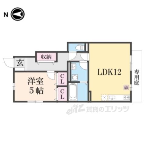 ヴェルコート B棟(1LDK/1階)の間取り写真