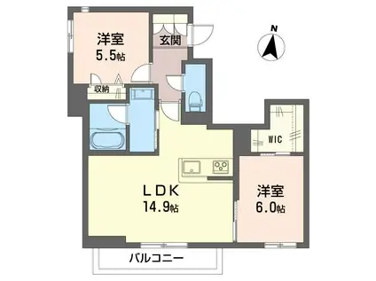 トルシーヌ下落合(2LDK/1階)の間取り写真