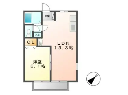メゾンエスポワール(1LDK/2階)の間取り写真