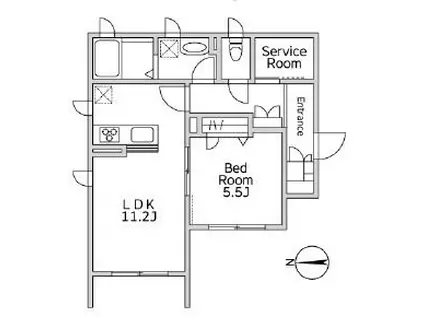 ラ・ヴィ・クレール(1SLDK/1階)の間取り写真