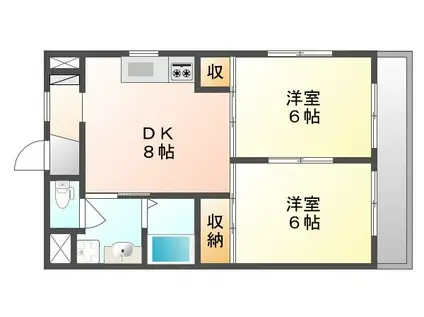 モナドマンション(2DK/1階)の間取り写真