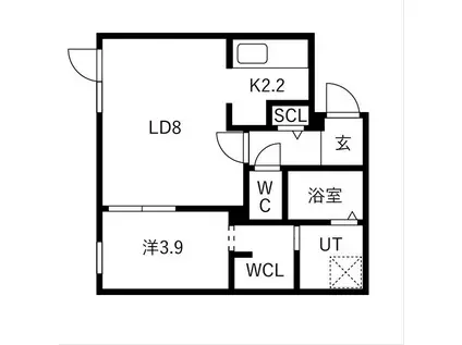 TS COURT ASABU イースト(1LDK/2階)の間取り写真