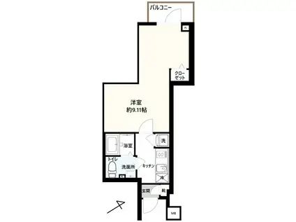 セリュークス高田馬場(1K/3階)の間取り写真