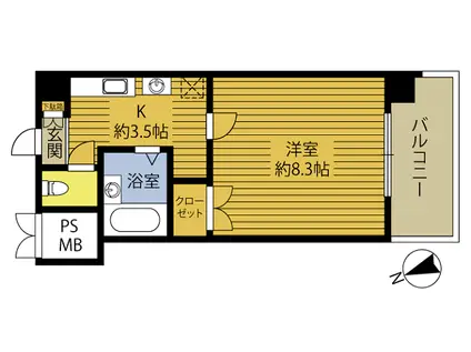 大在コーポIII(1K/8階)の間取り写真