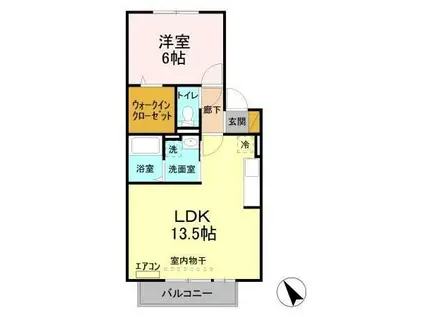 リヴェール津田沼(1LDK/2階)の間取り写真