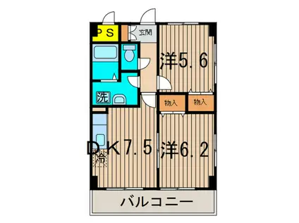 ステラガーデン(2DK/2階)の間取り写真