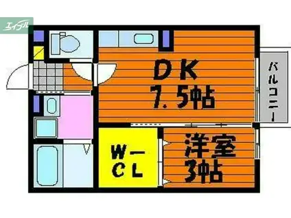 セジュールななみ(1DK/1階)の間取り写真