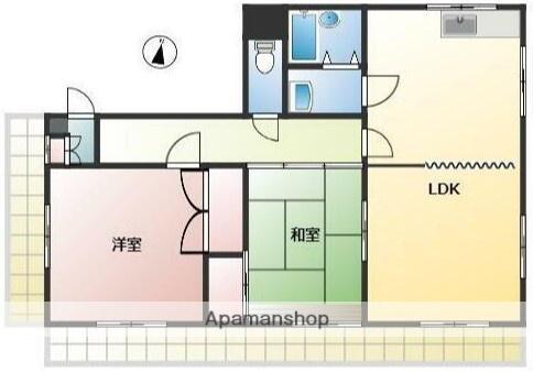 フジミビル(2LDK/3階)の間取り写真