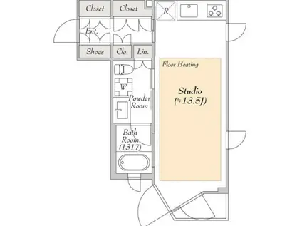 LUMIEC SUITE EBISU ルミークスイート恵比寿(ワンルーム/2階)の間取り写真
