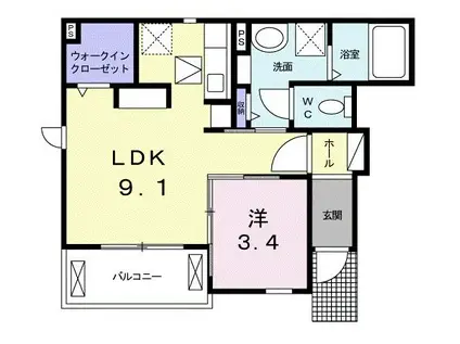 ラッフィナート(1LDK/1階)の間取り写真
