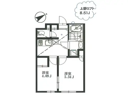 OJ VILLA(2K/2階)の間取り写真