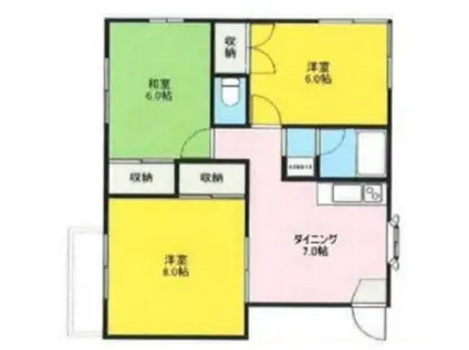 フォーブル中台B棟(3DK/1階)の間取り写真