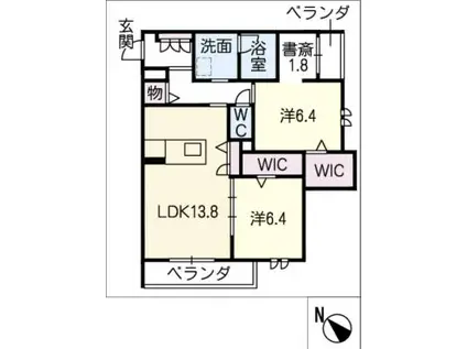 アルフラット(2LDK/2階)の間取り写真