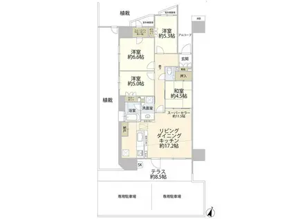 プラウド日進パークフロント(4LDK/1階)の間取り写真