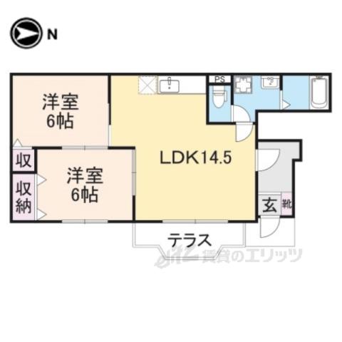 ジェルメ(2LDK/1階)の間取り写真