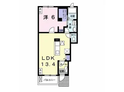 オ・ソレイユA(1LDK/1階)の間取り写真