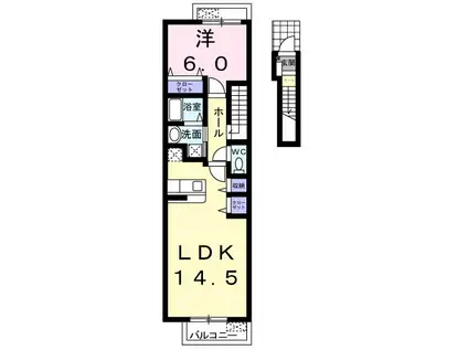 グレースフル(1LDK/2階)の間取り写真