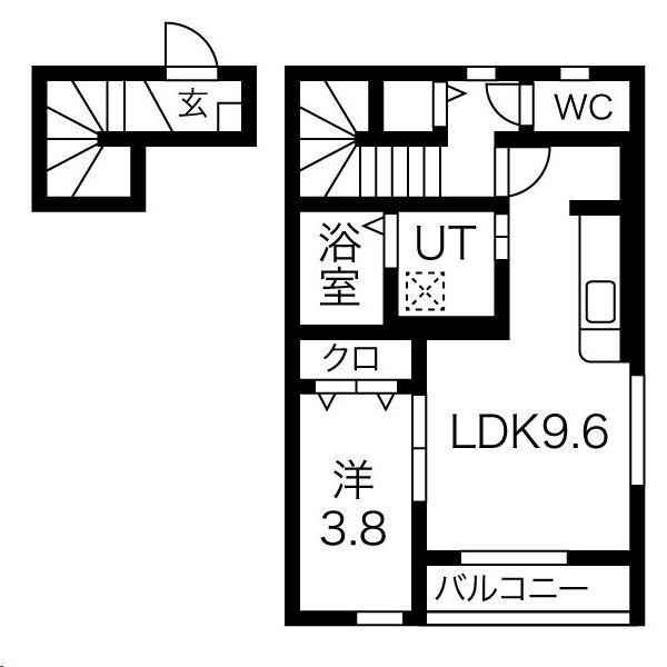 クリスタル(1LDK/2階)の間取り写真