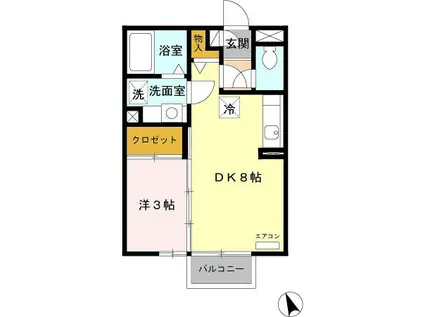 リヴェールマリーズ(1LDK/2階)の間取り写真