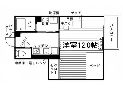 学生会館 UNI EMEAL 金沢工大前3(1K/1階)の間取り写真