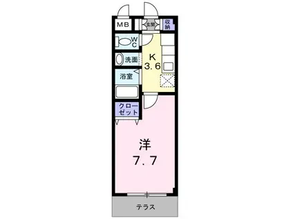 パル本城(1K/1階)の間取り写真