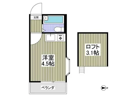 サークルワン(ワンルーム/2階)の間取り写真