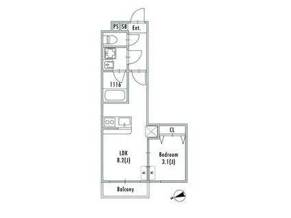 GRANPASEO船堀(1LDK/5階)の間取り写真