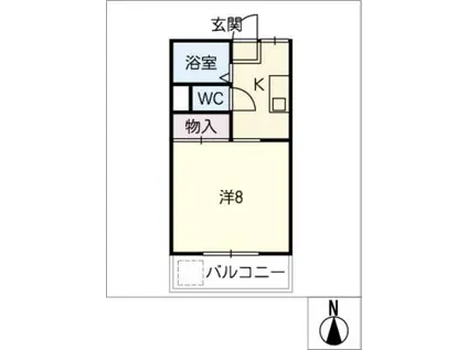 グリーンハウス(1K/2階)の間取り写真
