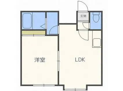 ユタニハイム(1DK/3階)の間取り写真