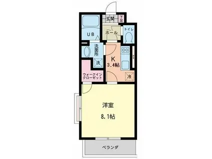 メルシーワン(1K/3階)の間取り写真