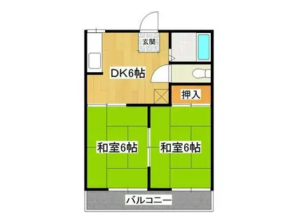 牛久アイビーハイツ(2DK/2階)の間取り写真