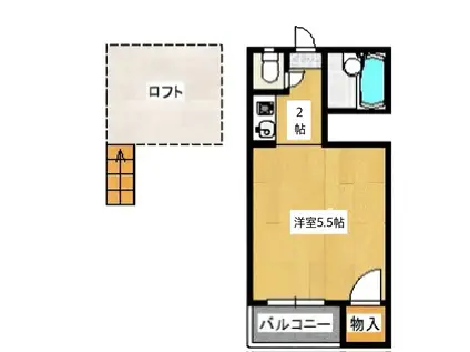 フレグランス今宿1(ワンルーム/2階)の間取り写真