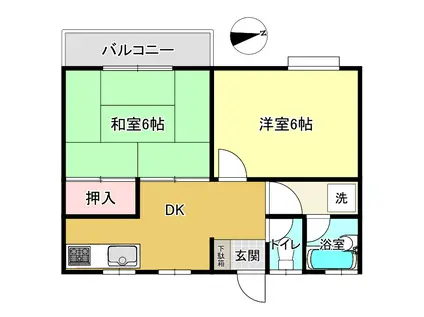 ハイツ原8(2DK/2階)の間取り写真