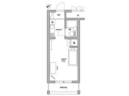 1ヶ月短期入居リノベペットOKHAGU組む横須賀BAY(ワンルーム/1階)の間取り写真