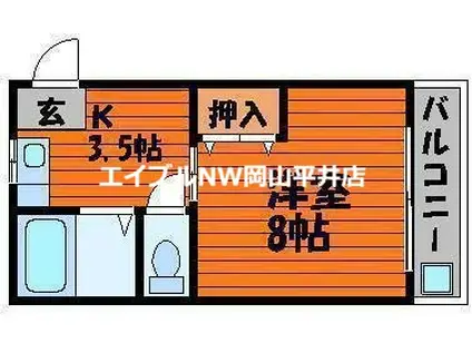 パークプレイス平井I(1K/1階)の間取り写真