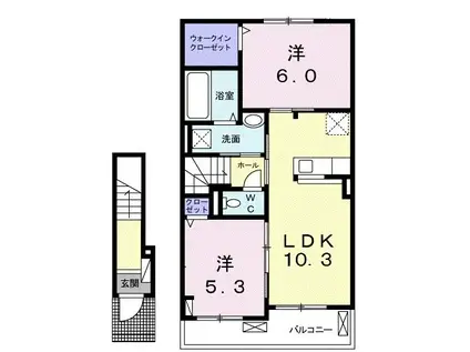 スティーンベルドII(2LDK/2階)の間取り写真
