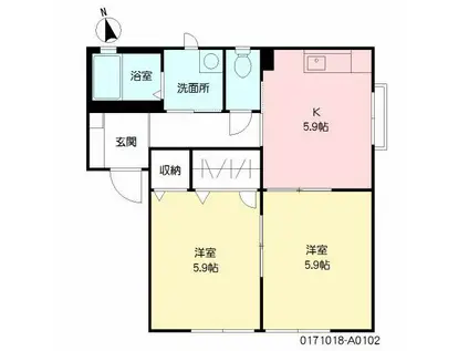 メゾンフリージアA棟(2K/1階)の間取り写真