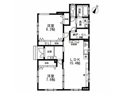 リフージョ一刻(2SLDK/1階)の間取り写真