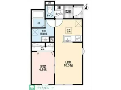 リーブルファイン足立南花畑(1LDK/1階)の間取り写真