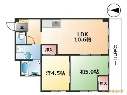 森産ビル(2LDK/5階)の間取り写真