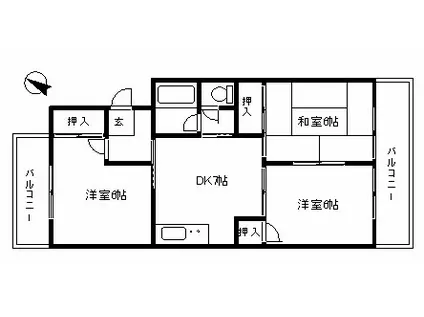 ハイツ藤文(3DK/2階)の間取り写真