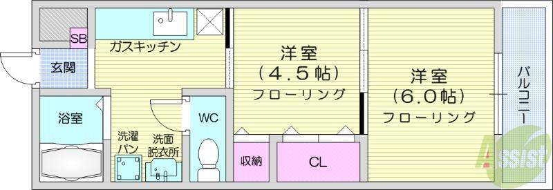 TOUSENSYA(2K/1階)の間取り写真