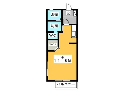 エクシール竪堀B(ワンルーム/2階)の間取り写真