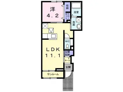 シャトレ シエルV(1LDK/1階)の間取り写真