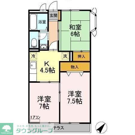サンパレス薬円台(3K/1階)の間取り写真