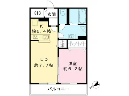 ルリエ目黒中央町(1LDK/2階)の間取り写真