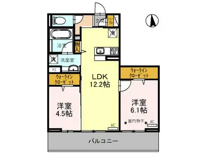 コンフォートヒル(2LDK/2階)の間取り写真