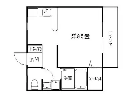 スカイハイツ光山(ワンルーム/2階)の間取り写真