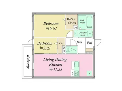 堺市堺区桜之町東一丁PJ(2LDK/3階)の間取り写真